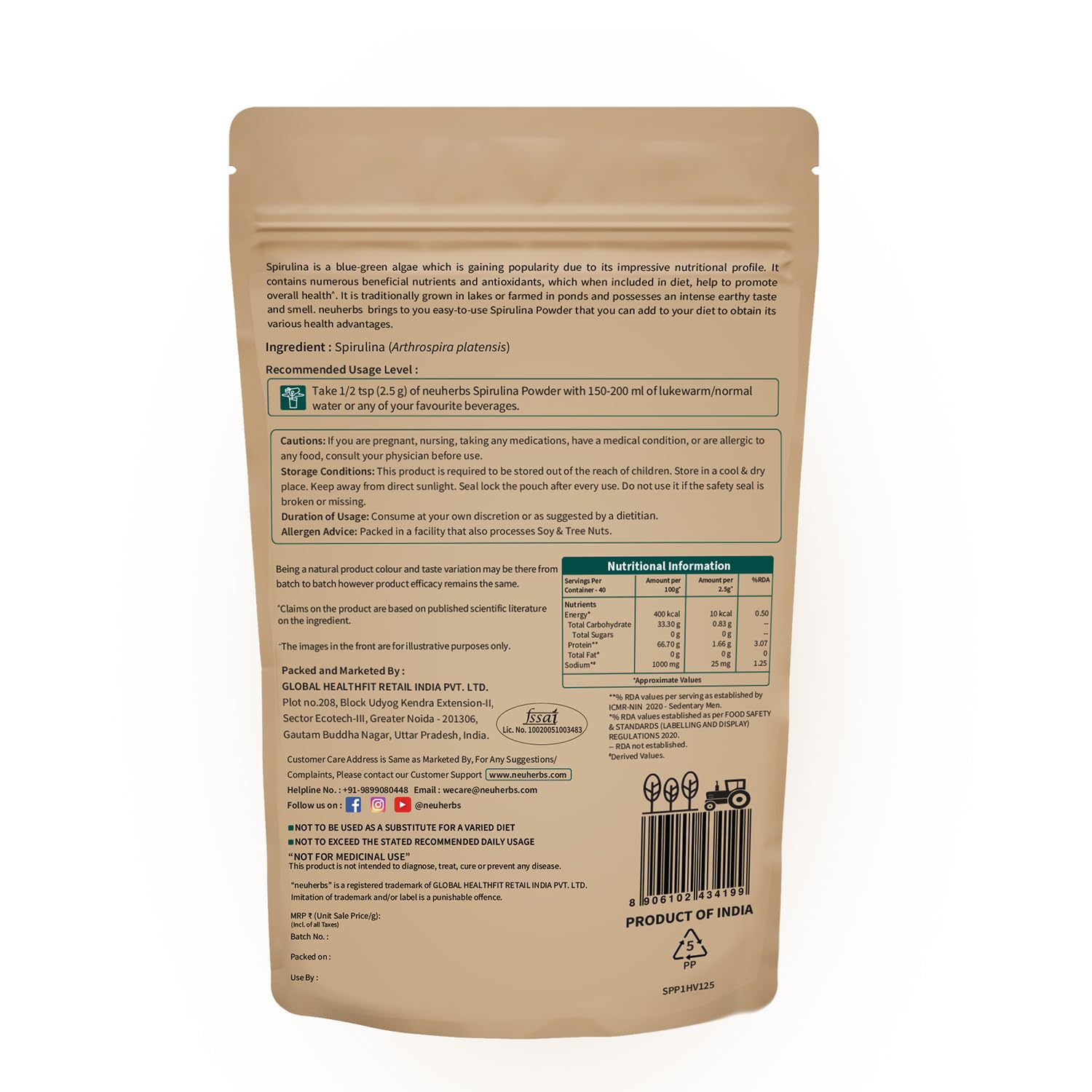 Neuherbs Spirulina Powder - 100g