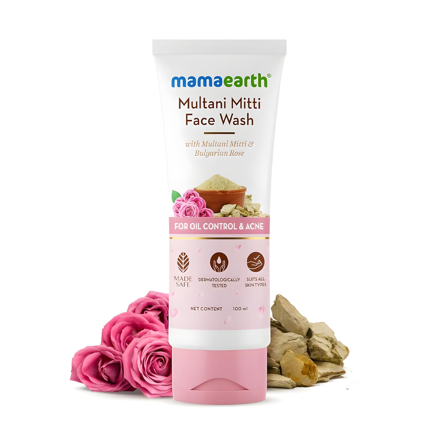 Mamaearth Multani Mitti Face Wash with Multani Mitti &amp; Bulgarian Rose - 100ml