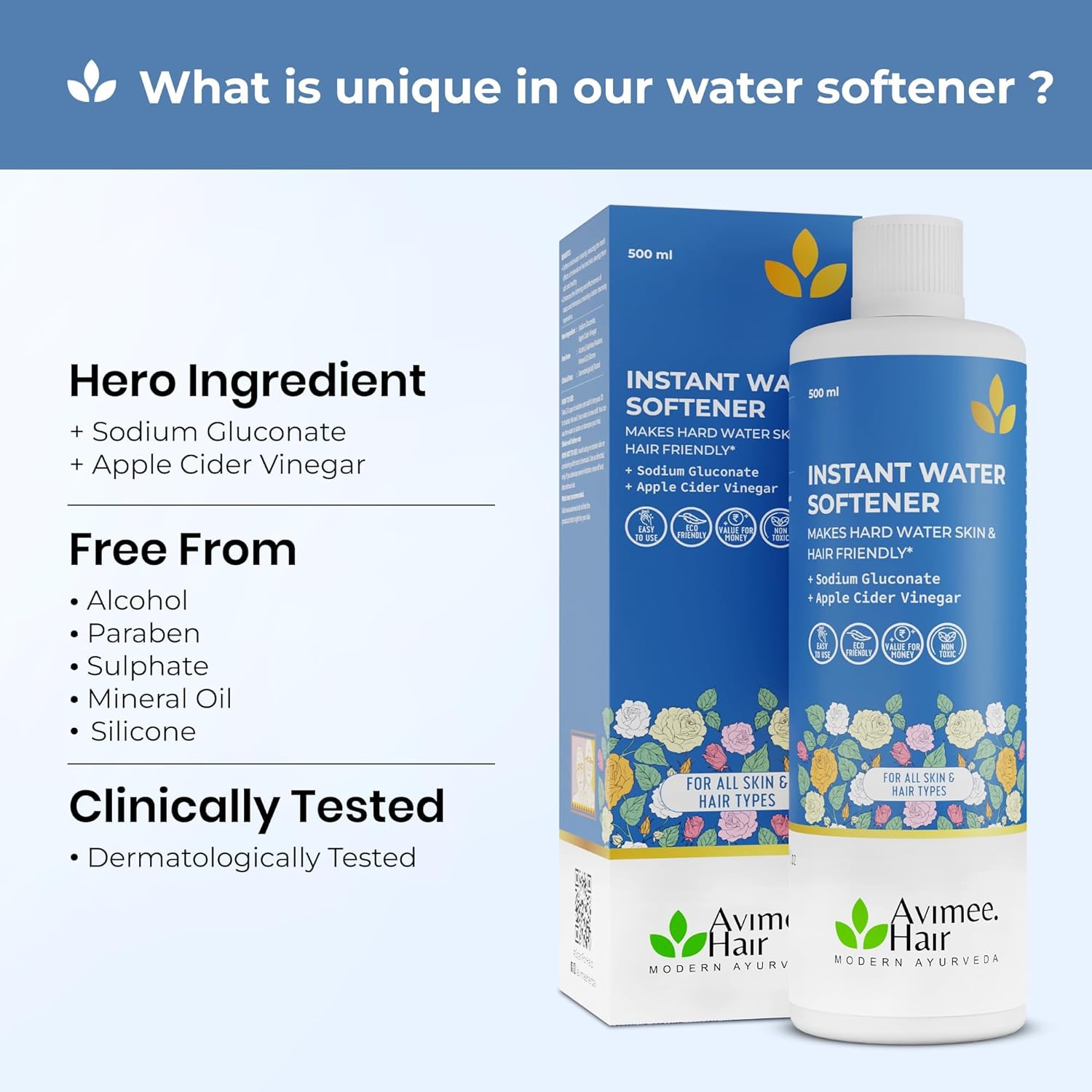 Avimee Herbal Instant Water Softener | Makes Your Water Hair & Skin Friendly 400ml
