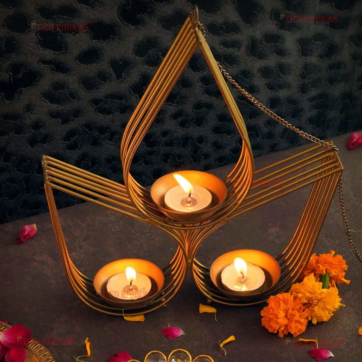 TIED RIBBONS Wall Hanging Tealight Candle Holders Metal Wall Sconce