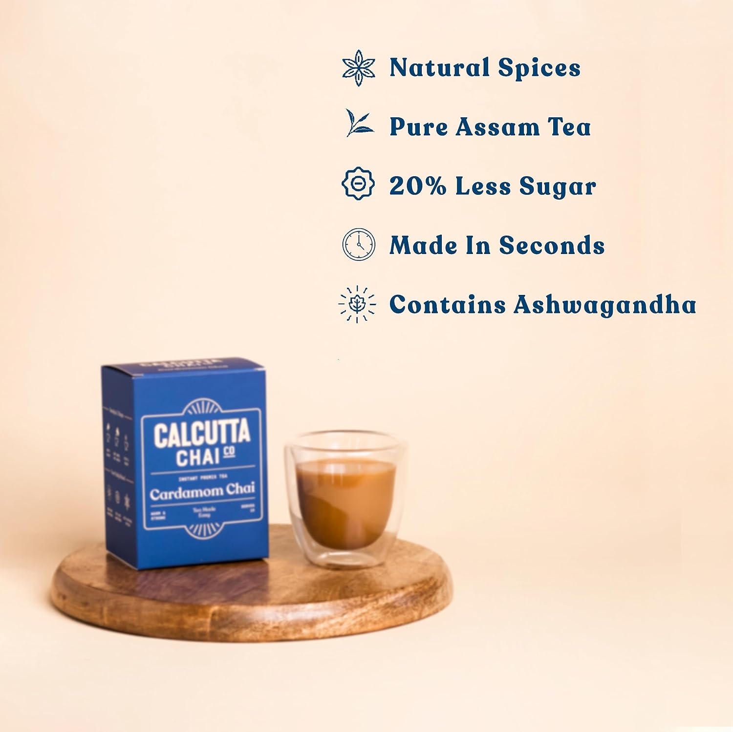 Calcutta Chai Co - Cardamom Chai Instant Tea Premix|15 Sachets|210Gram