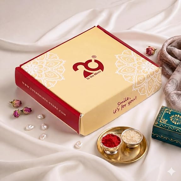 To The Nines Elegant Golden Rakhi/Band for Beloved Brother (Rakhi/Band Combo OF 4)