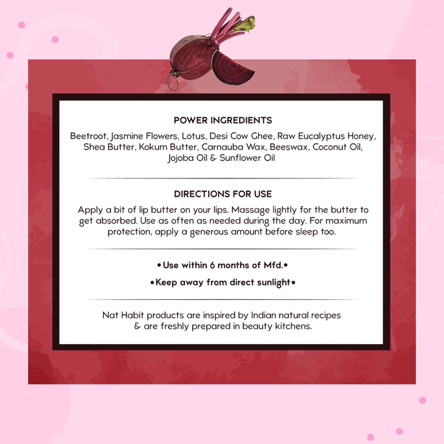 Nat Habit Lip Balm Fresh Beetroot Crush 10gm