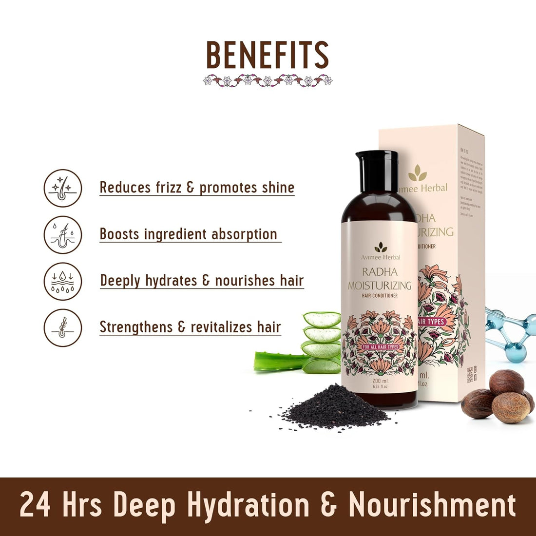 AVIMEE HERBAL Radha Moisturizing Hair Conditioner With Hyaluronic Acid |200 Ml