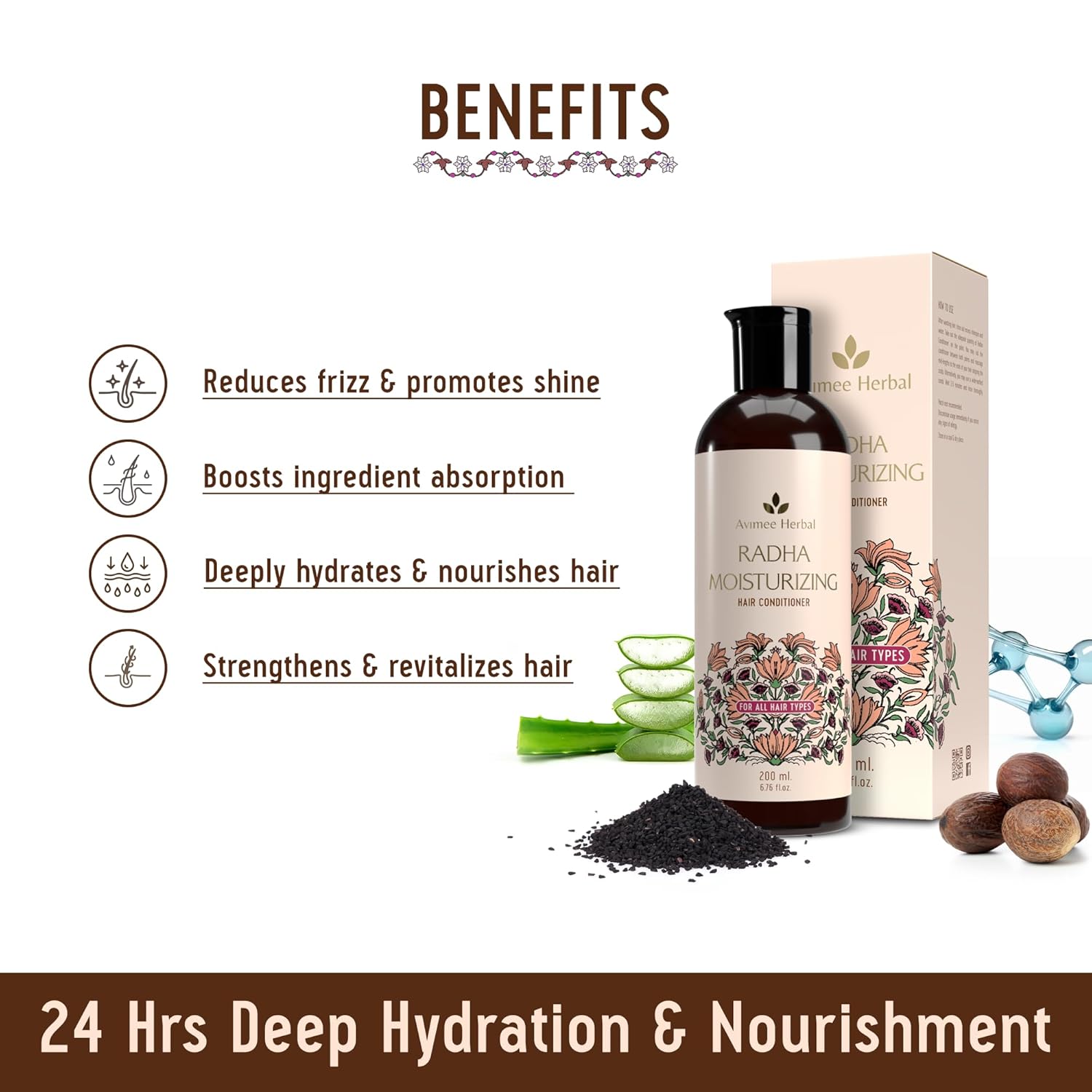 AVIMEE HERBAL Radha Moisturizing Hair Conditioner With Hyaluronic Acid |200 Ml