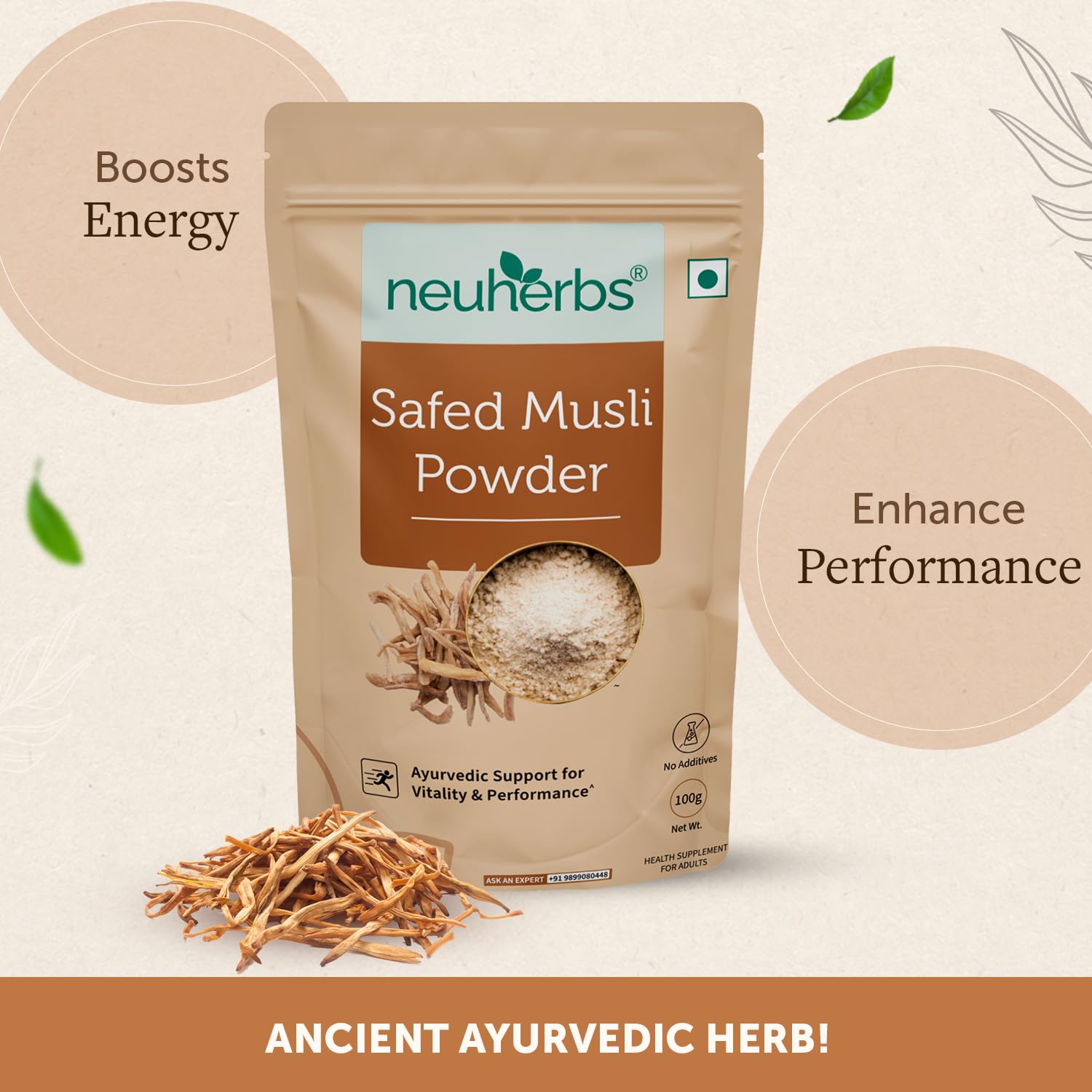 Neuherbs Safed Musli Root Powder - 100 GM