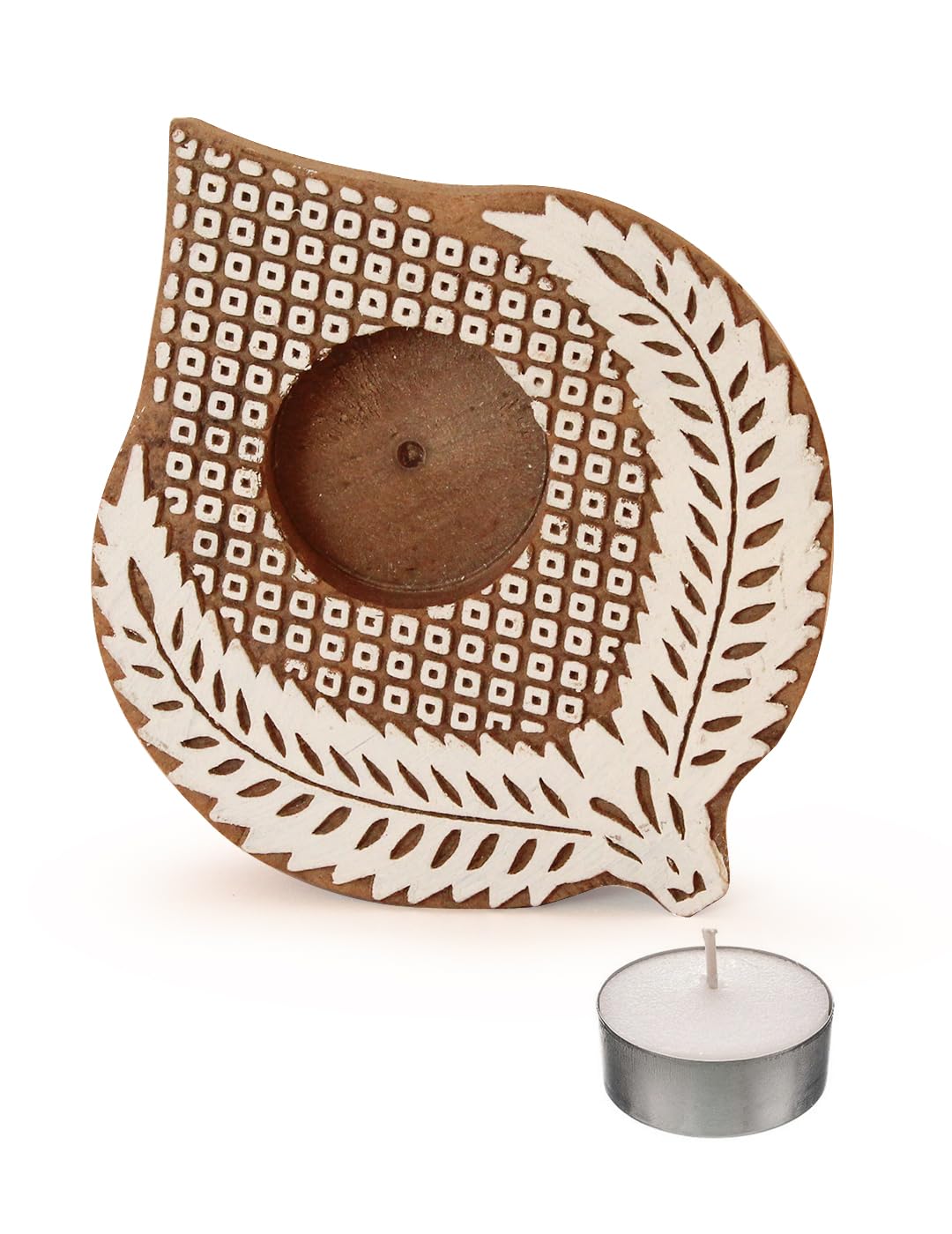 TIED RIBBONS Set of 3 Handmade Wooden Tealight Candle Holder Stand