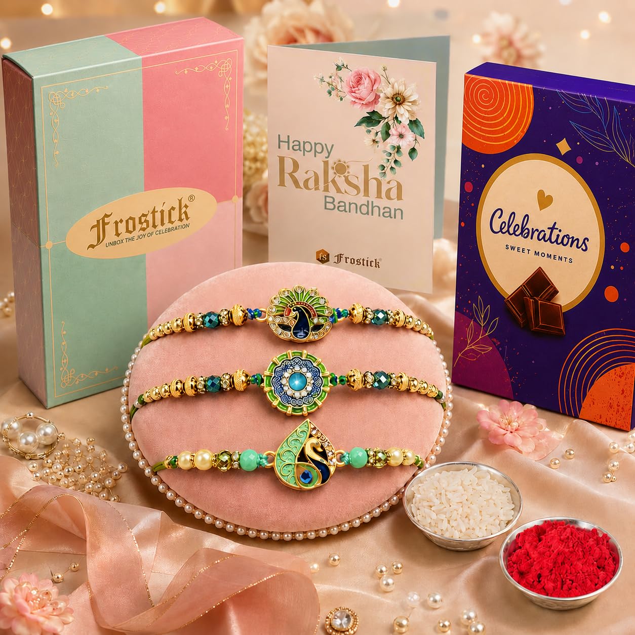 Frostick Rakhi Gift Combo for Brother – Pack of 3 Rakhis