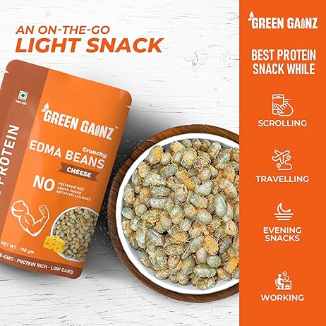 Green Gainz Roasted Edamame Cheese Flavour 100gm