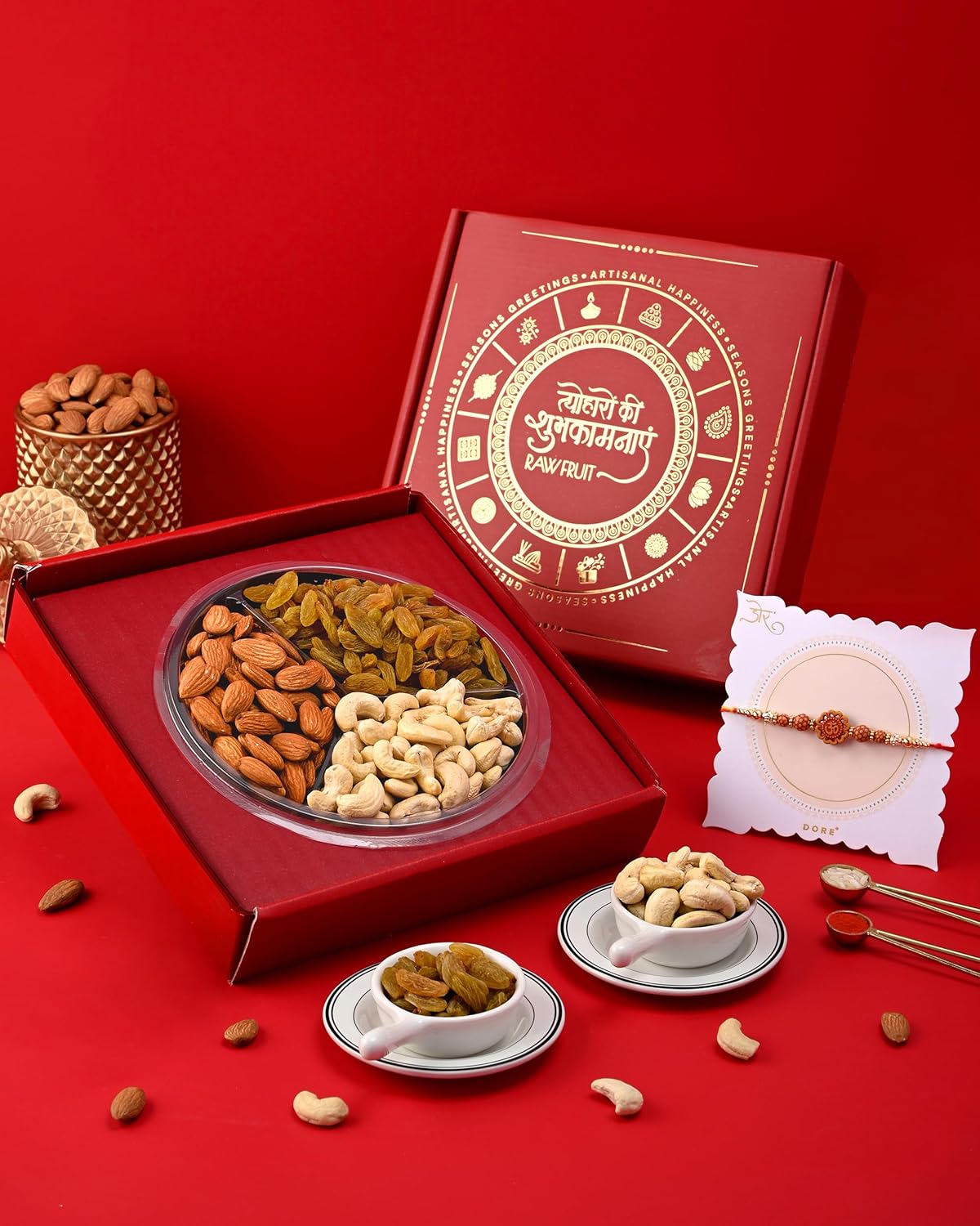 Hyperfoods® Rakhi Gift Set For Brother Rakhi Set For Brother Gift For Brother On Rakhi Dry Fruits Hamper Dry Fruits Gift Binge Box Dryfruits Pack 3 Cahews Almonds Om Rakhi Set