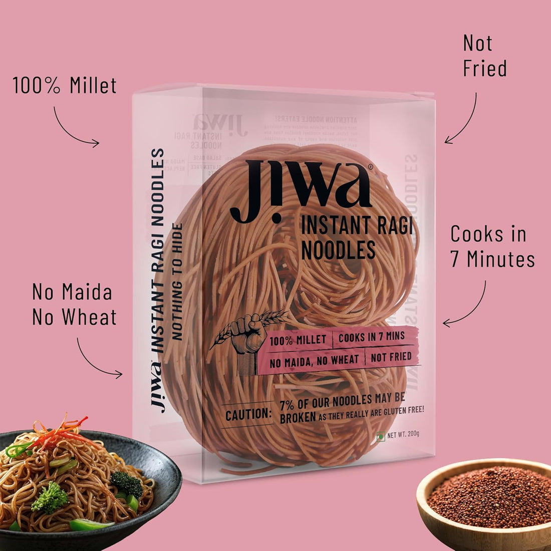 JIWA Healthy By Nature Instant Ragi Noodles - 200g