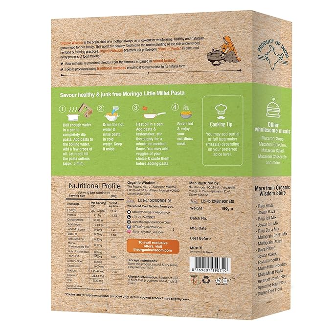 Moringa Little Millet Macaroni Pasta 180grams