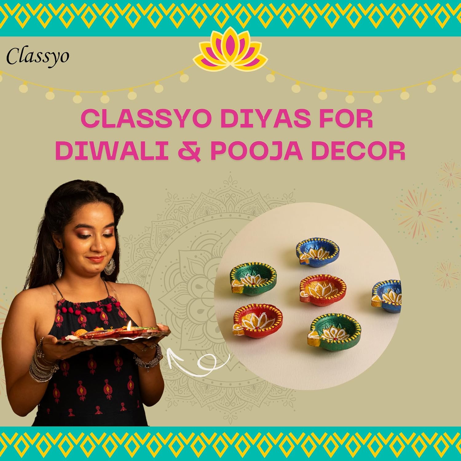 Classyo Mitti Diya Handmade Clay Diyas for Puja
