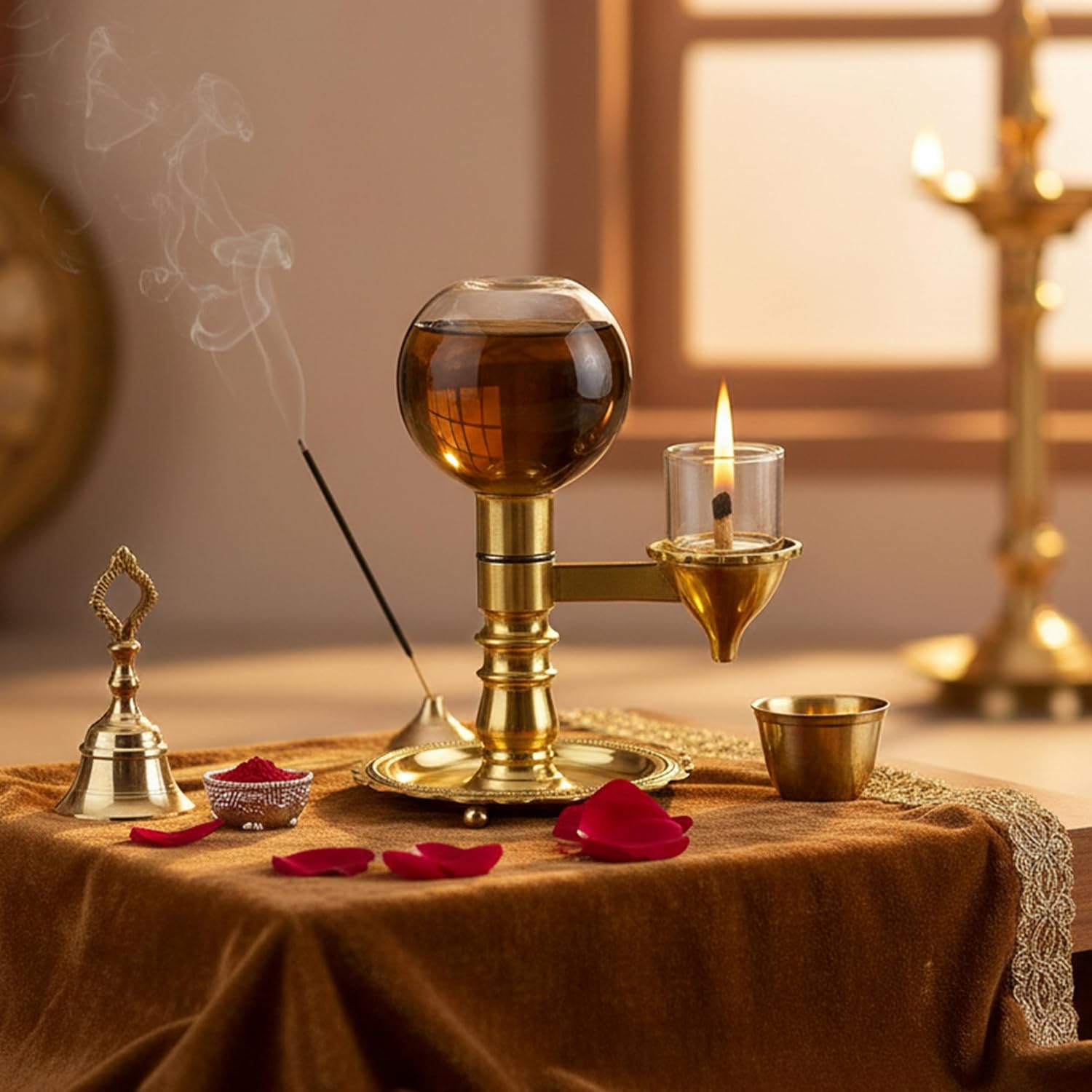Divine Tales Brass Akhand Jyot Diya for Pooja Meditation