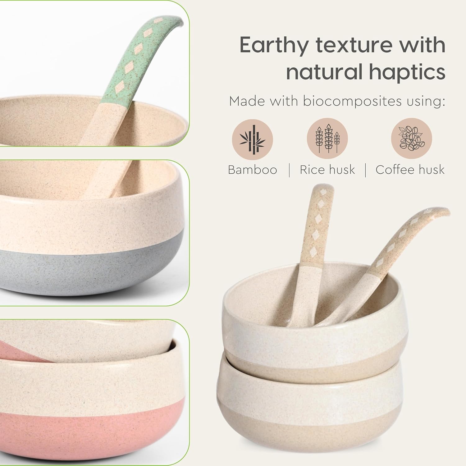 Eha Earth-Friendly Soup Bowls with Spoons|250 ml - Set of 4
