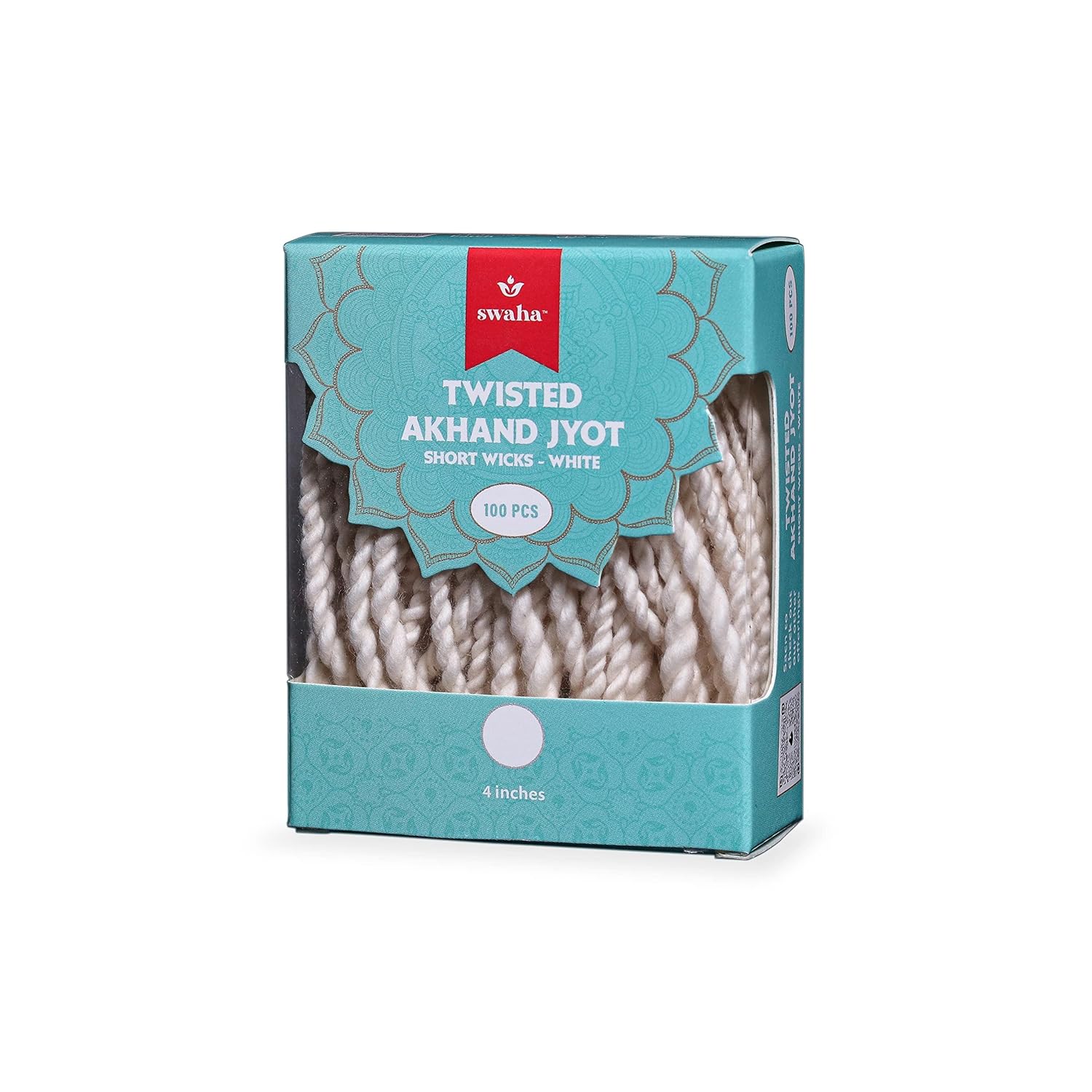 Swaha Twisted Akhand Jyot Cotton Short Wick (100 Pieces)