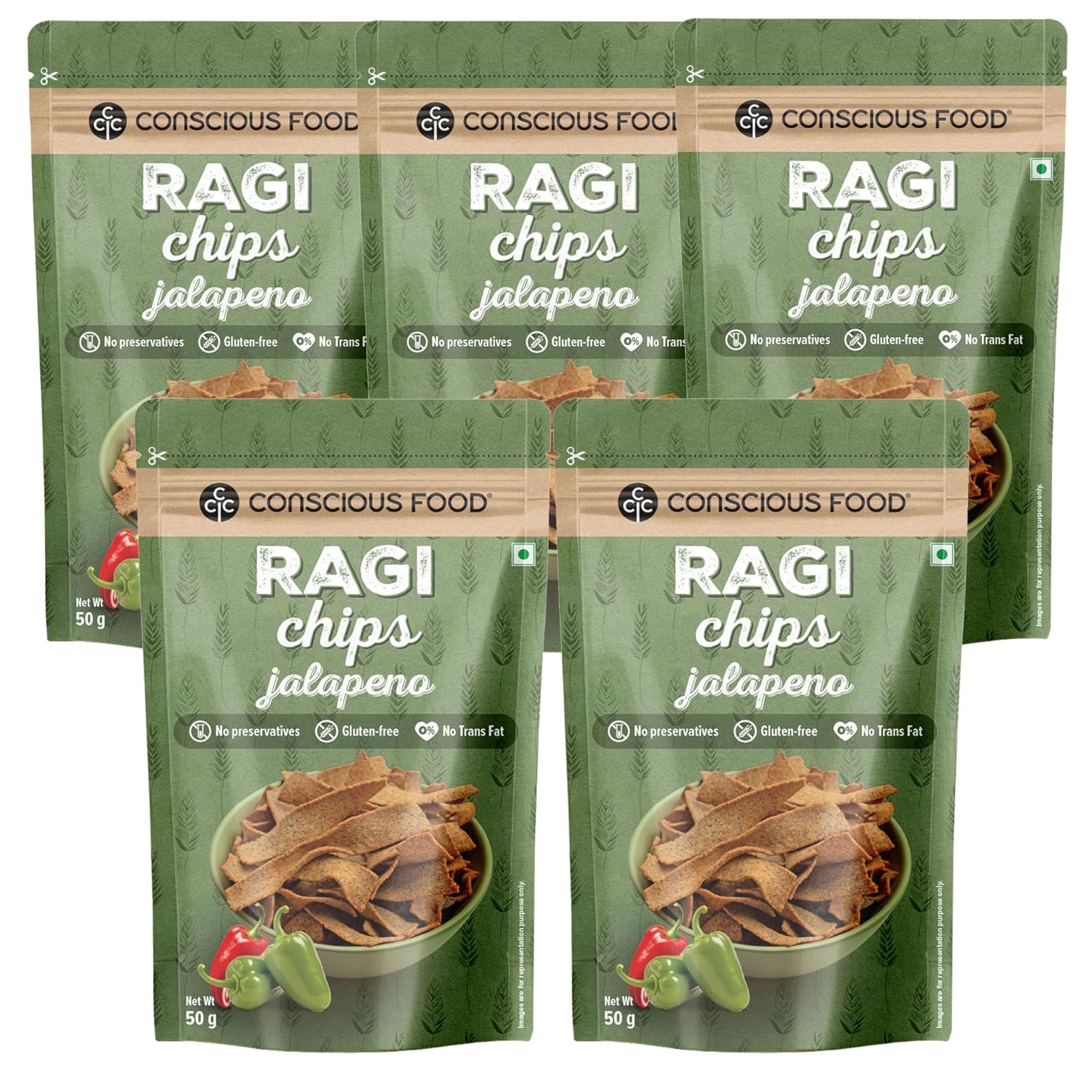 Conscious Food Ragi Chips | 50g - Pack Of 5