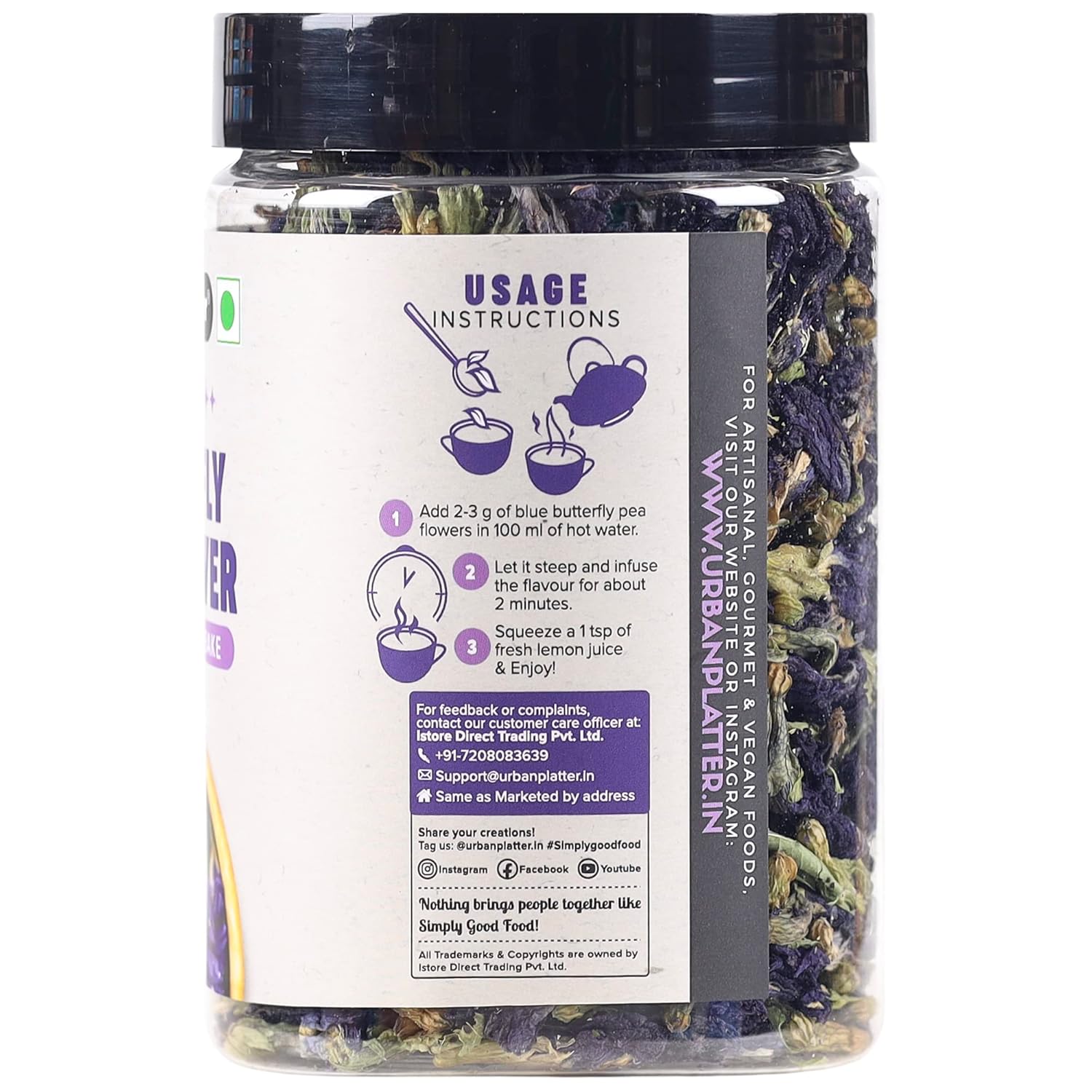 urban platter Blue Butterfly Pea Flower Tea, 40 Gram