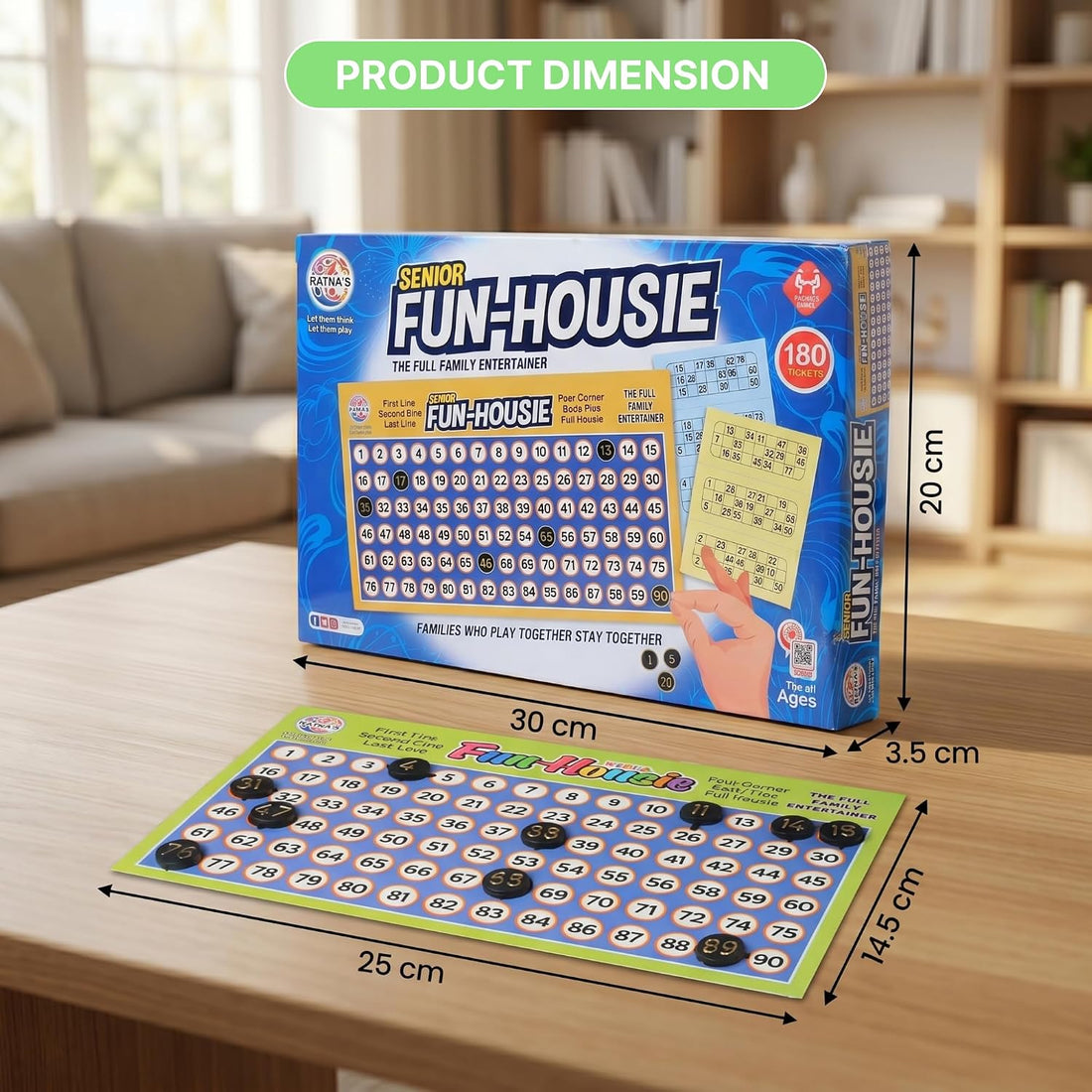 Ratna's Fun Housie Senior, 180 Tickets Board Game