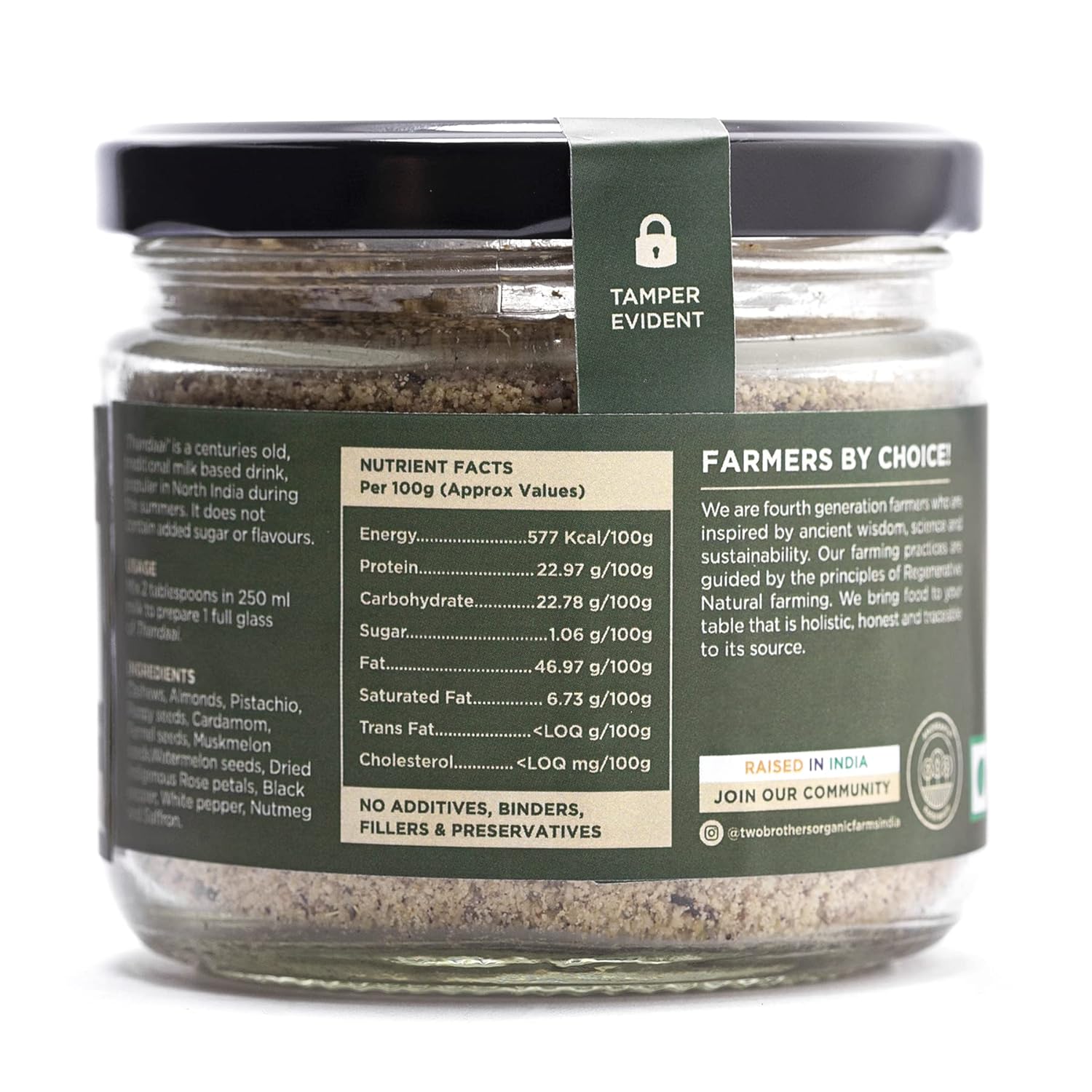Two Brothers Organic Farms Healthy Thandai Drink Mix - Masala Powder, 150 gm