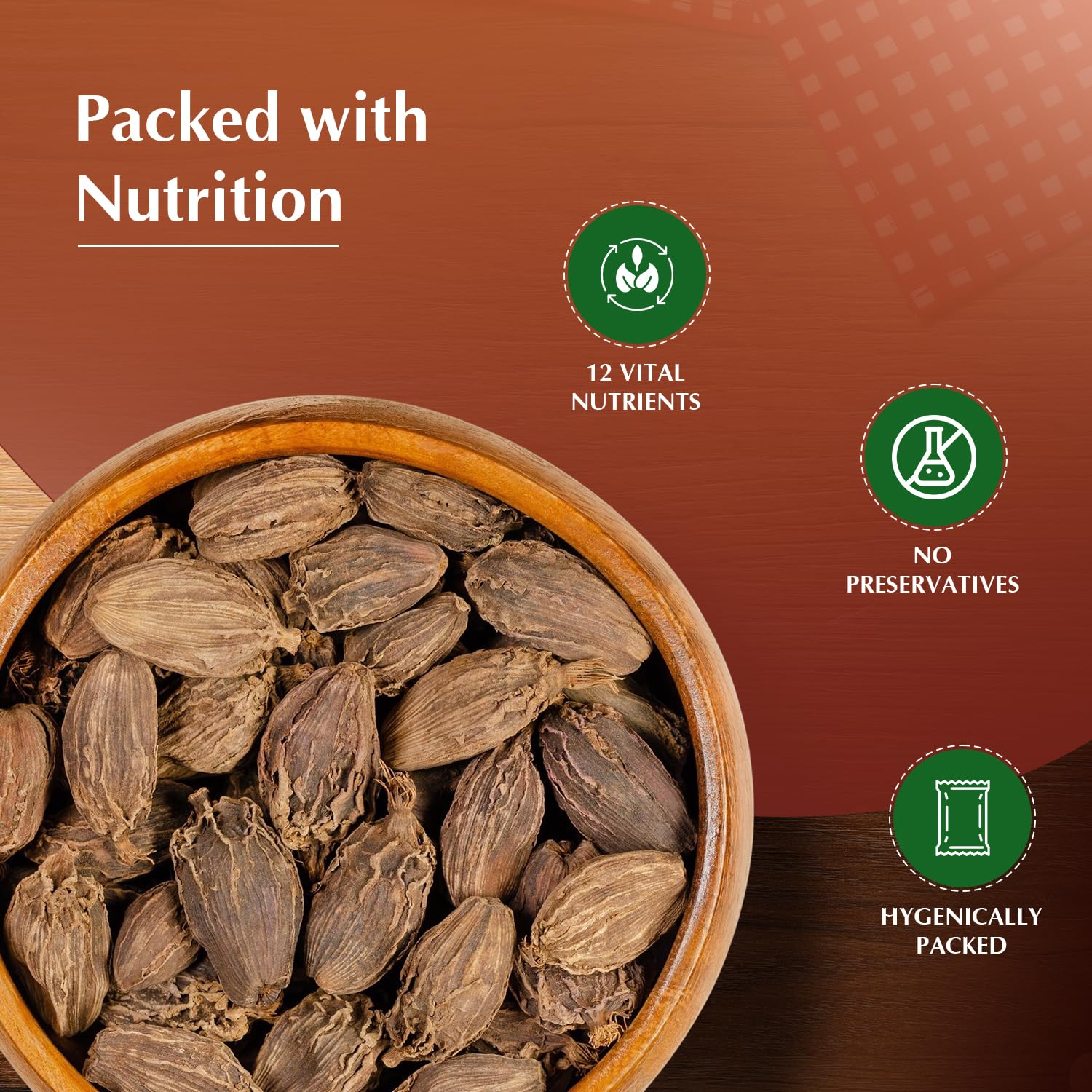 Vedaka Black Cardamom (Kaale Elaichi), 100g