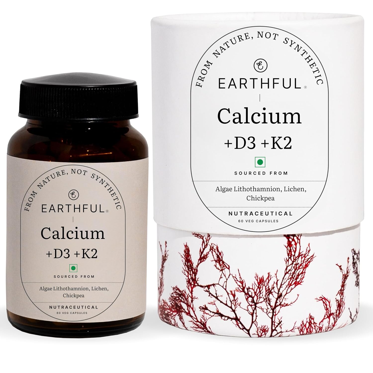 Earthful Calcium Magnesium Capsules | 60 Capsules for Stronger Bones & Joint Relief