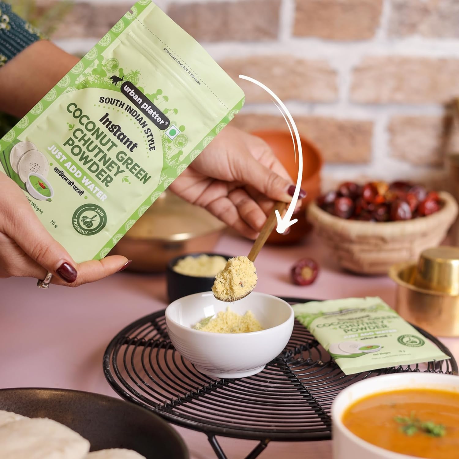 Urban Platter South Indian Style Instant Coconut Green Chutney Powder, 200g