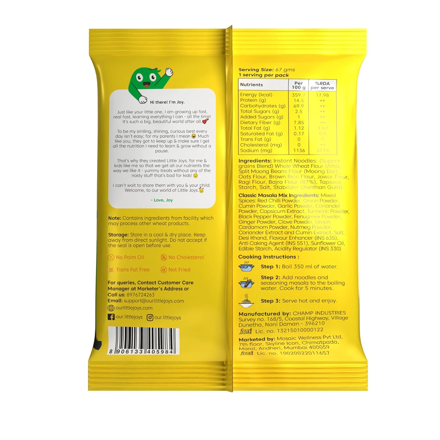 Little Joys Multigrain Millet Noodles, Classic Masala Flavor - 400G