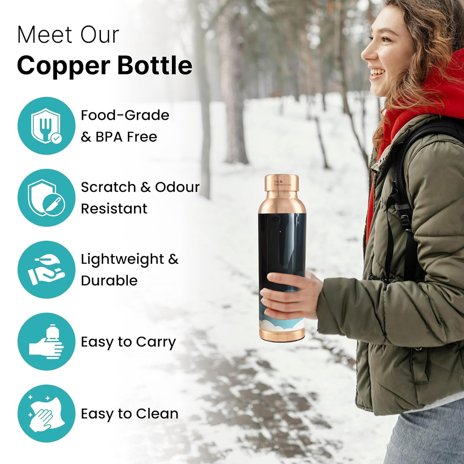 The Better Home Copper Water Bottle 1 Litre