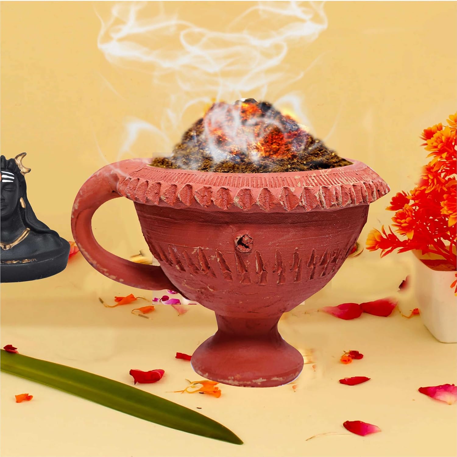 Pure Source India Natural Clay Desi Handmade Dhoop - (5 Inch Size 100% Pure Mitti)