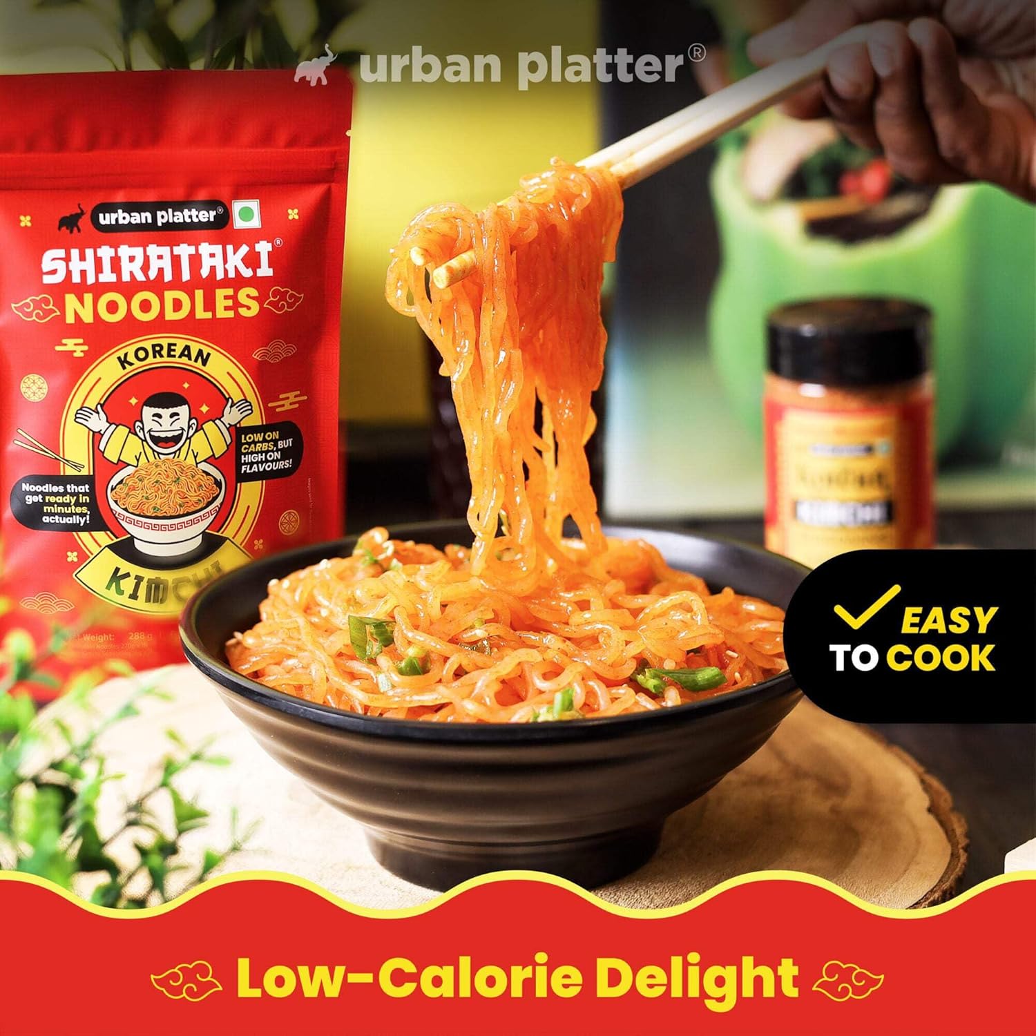 Urban Platter Korean Kimchi Shirataki Noodles, 288g (Konjac Noodle)