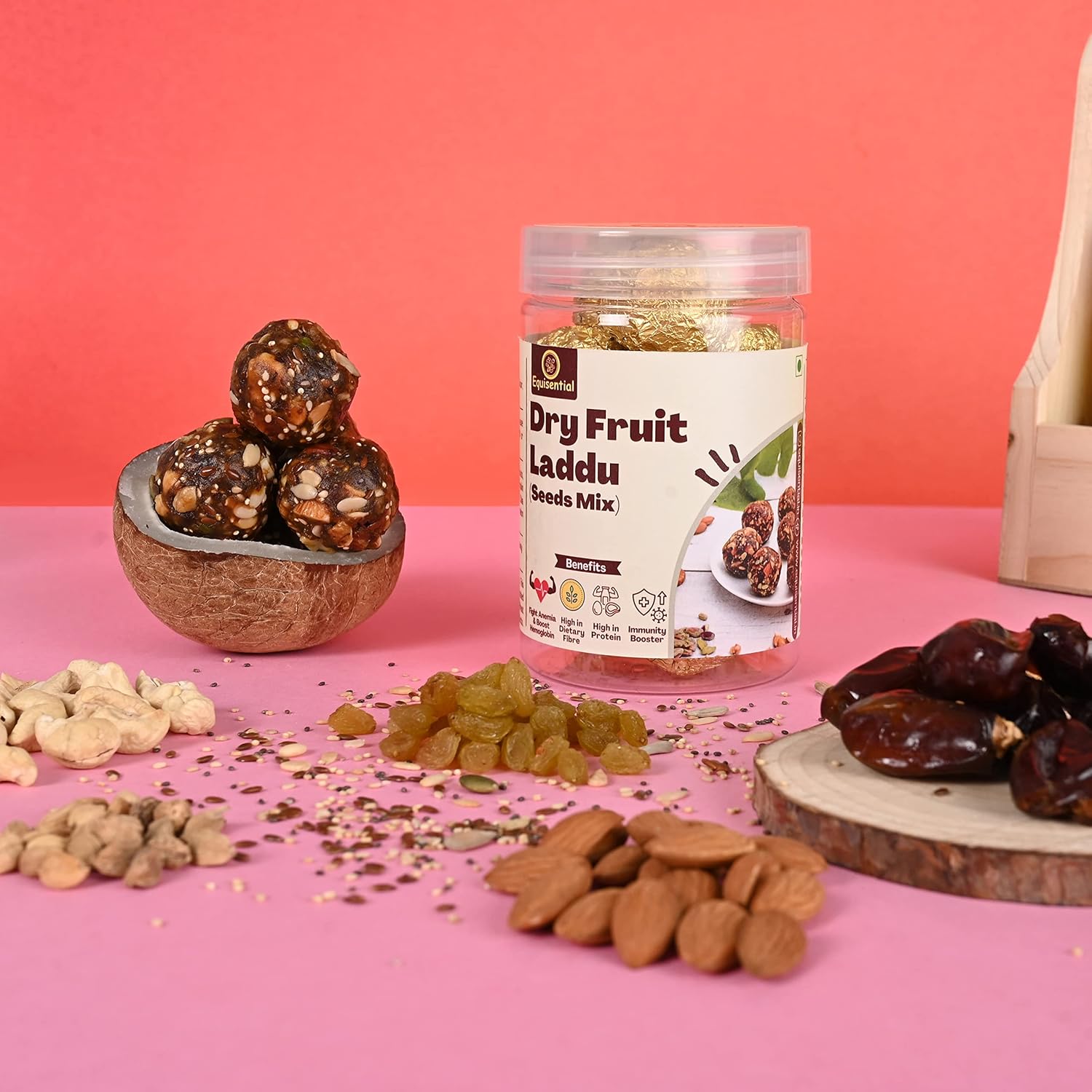 Equisential – Dry Fruits Seeds Mix Laddoo | Combination of 8+ Essential Seeds - 500GM