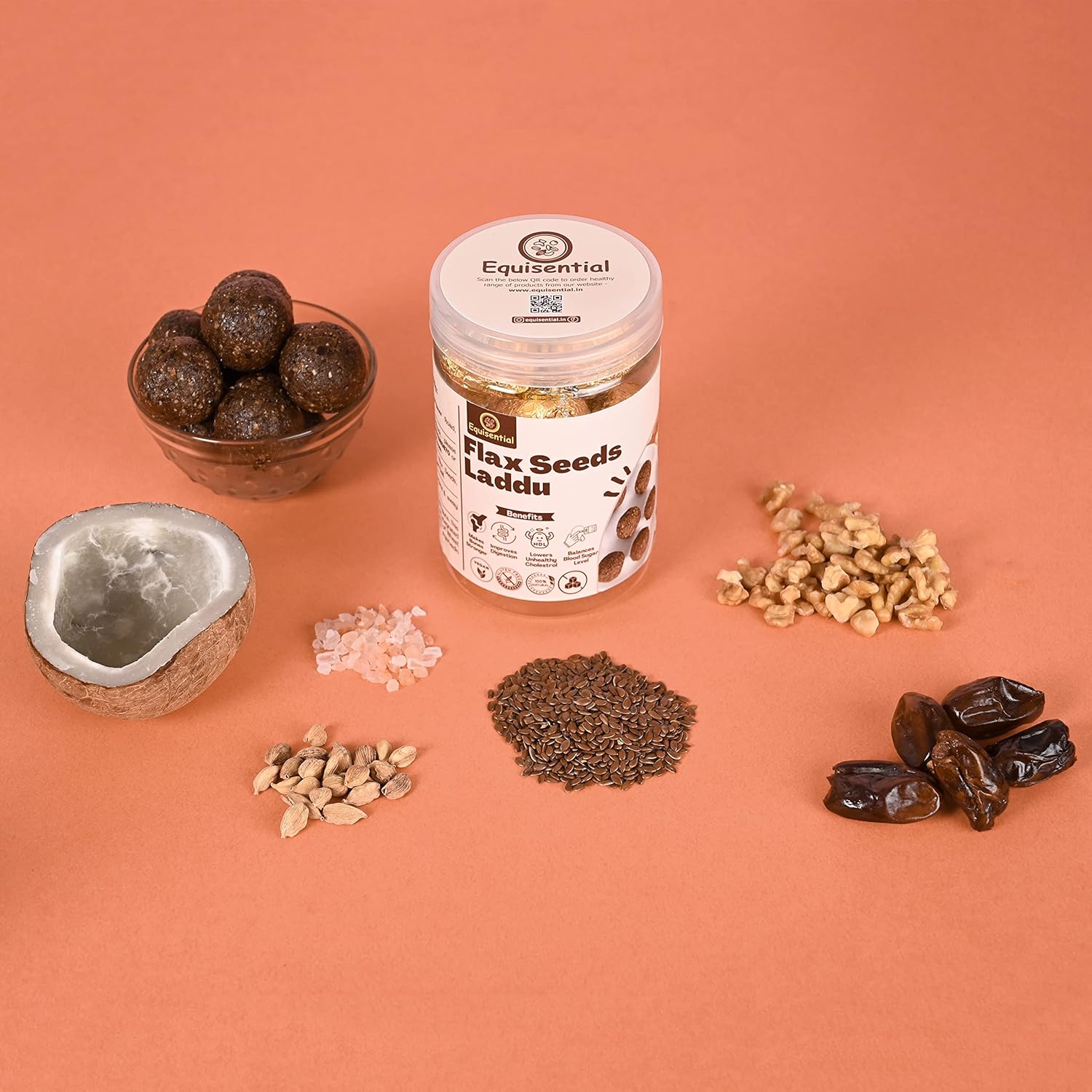 Equisential Flax Seeds Laddu Delicious Healthy Energy Laddoo - 200Gm