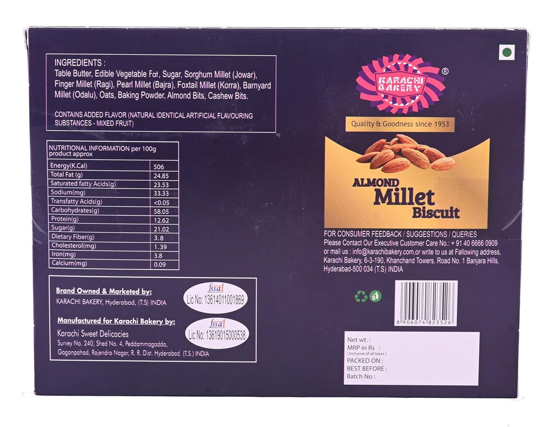 Karachi Bakery Almond Millet Biscuits, 300 g