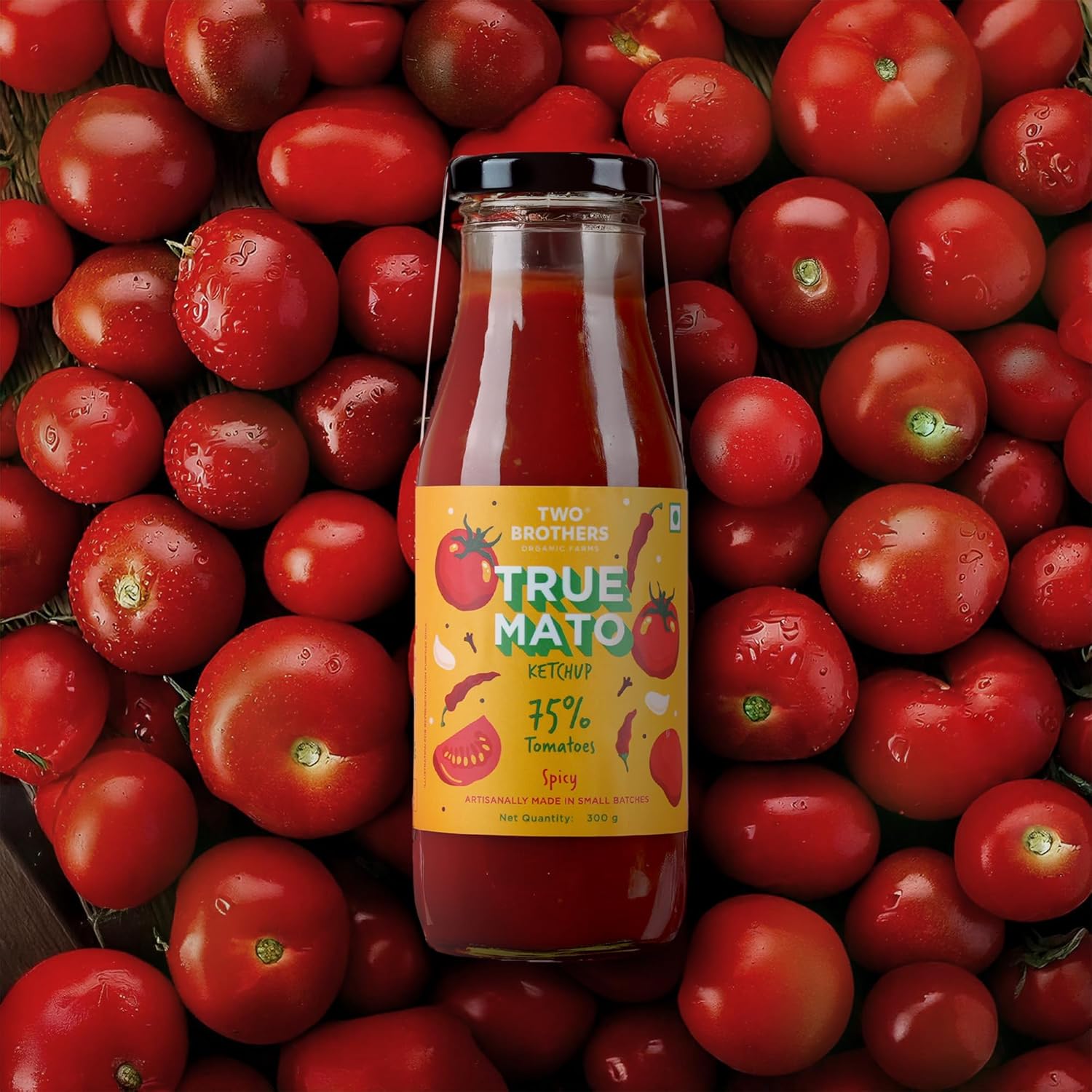 Two Brothers Organic Farms Truemato Ketchup - Spicy Tomato Ketchup - 300g