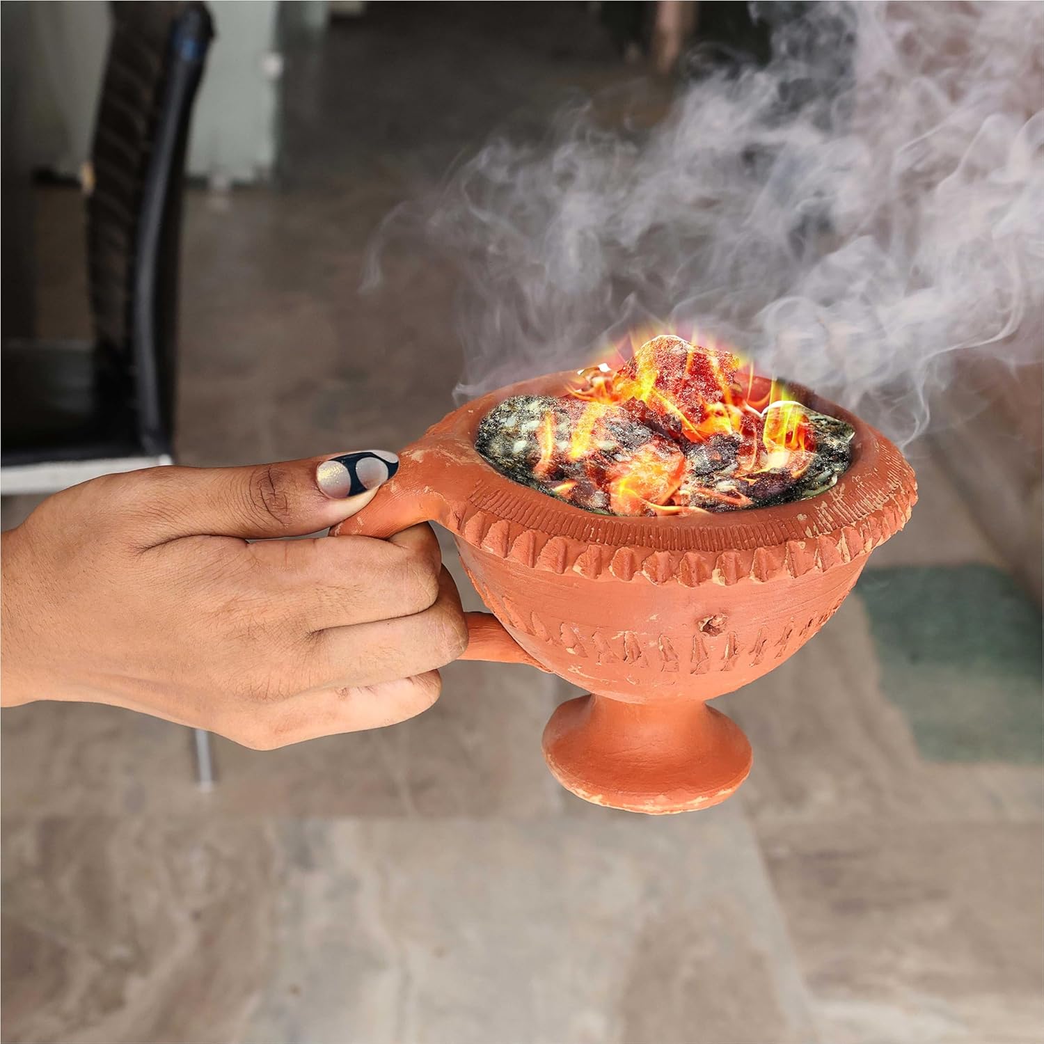 Pure Source India Natural Clay Desi Handmade Dhoop - (5 Inch Size 100% Pure Mitti)