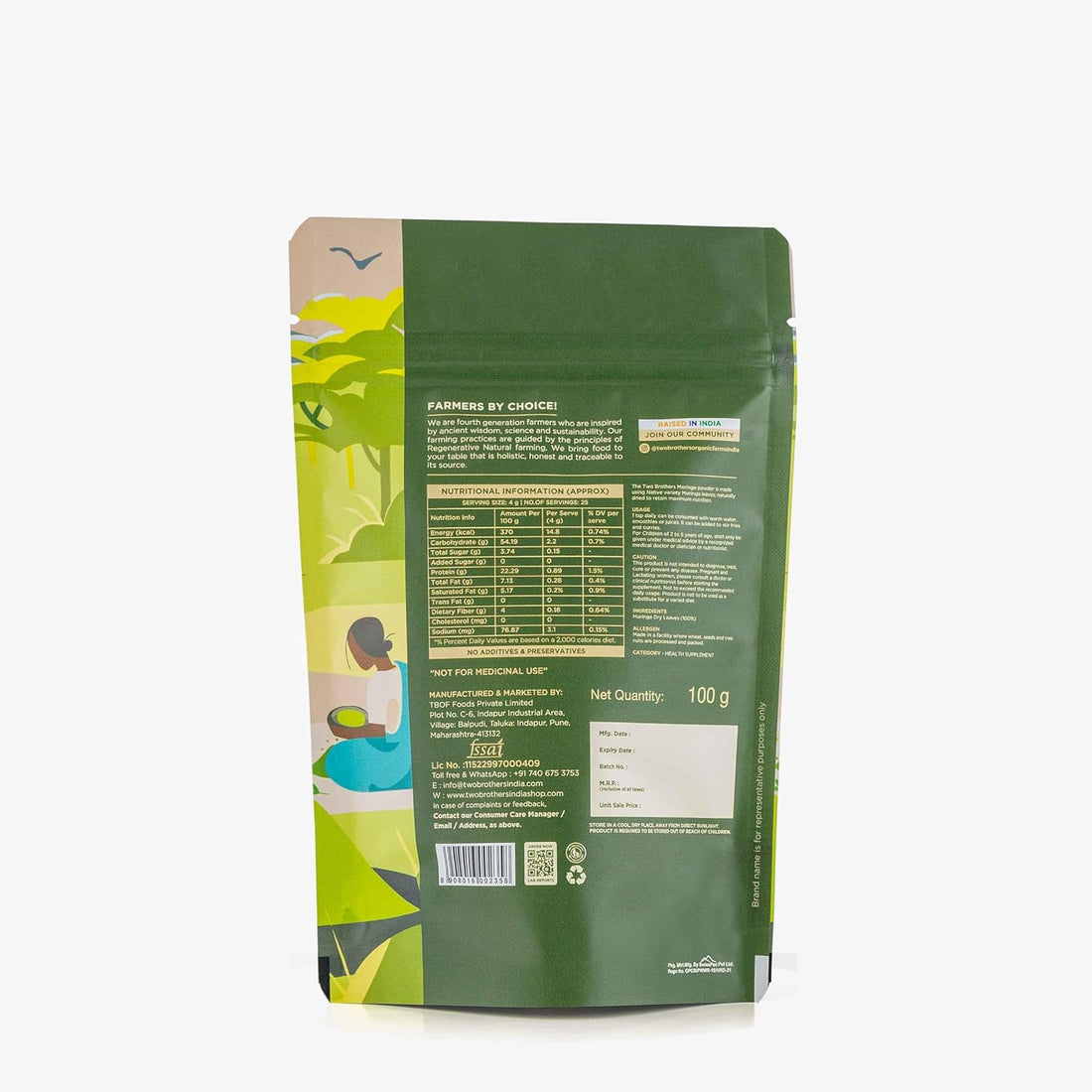 Two Brothers Organic Farms Moringa Powder - 100G