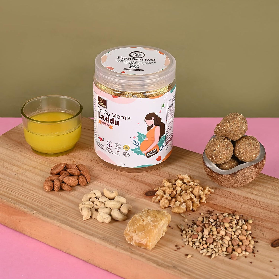 Equisential To Be Mom's Laddu - Multigrain | Rich In Folic Acid &amp; Vitamin B Complexes - 250Gm