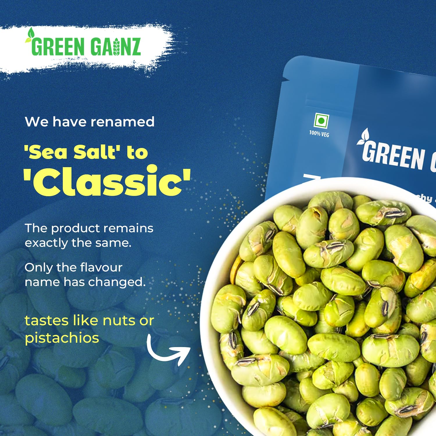 Green Gainz Roasted Edamame Classic Flavour – 100gm