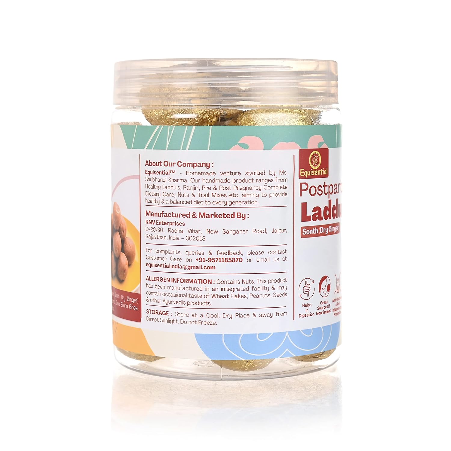 Equisential Postpartum Sonth Laddoos (Dry Ginger) | Ladoo for Women after Delivery - 250GM