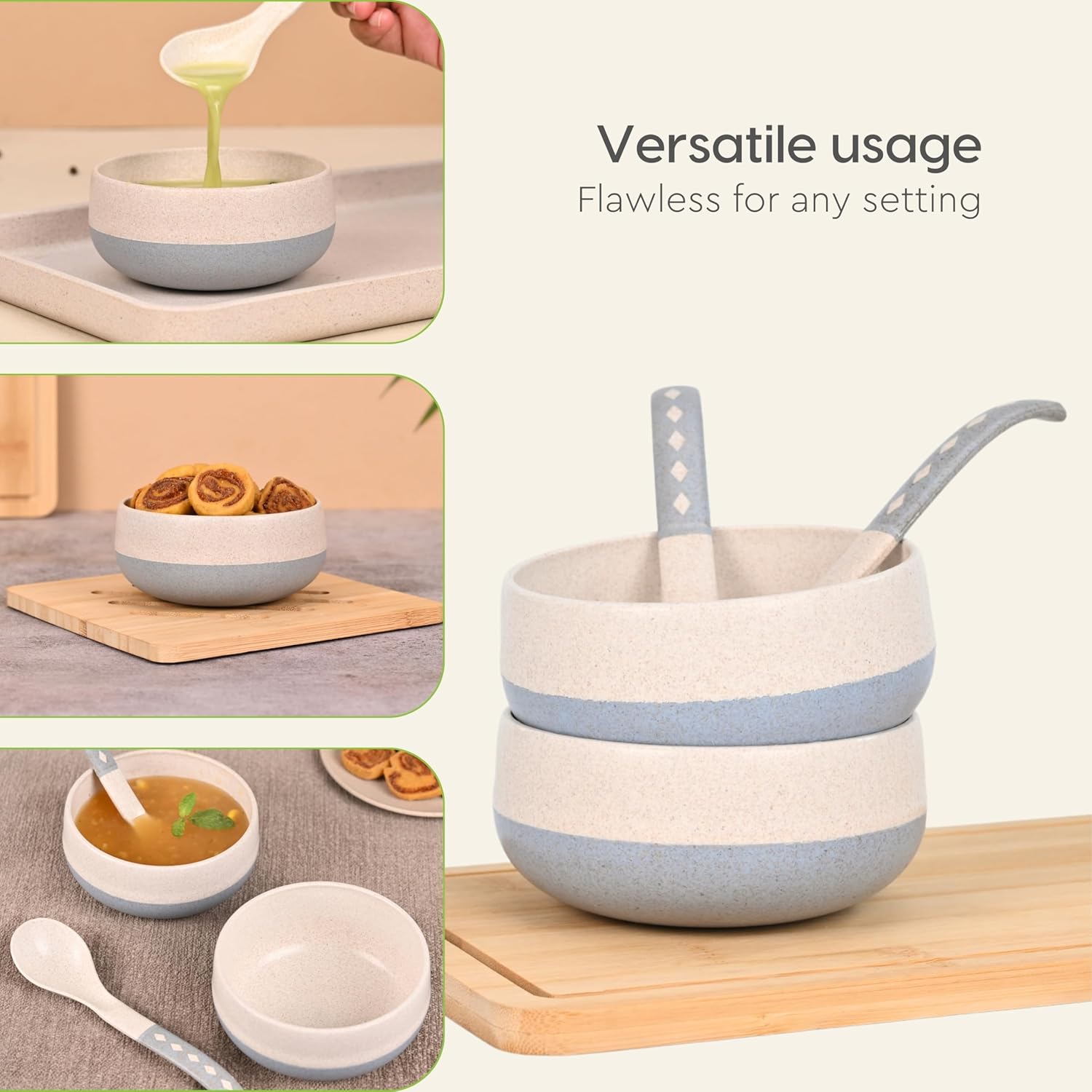 Eha Earth-Friendly Soup Bowls with Spoons | 250 ml - Set of 4
