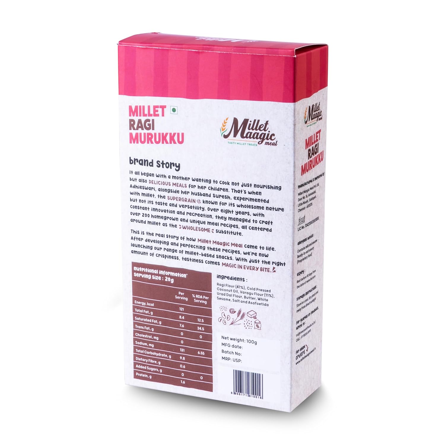 Ragi Millet Ragi Murukku 100gms Pack of 2