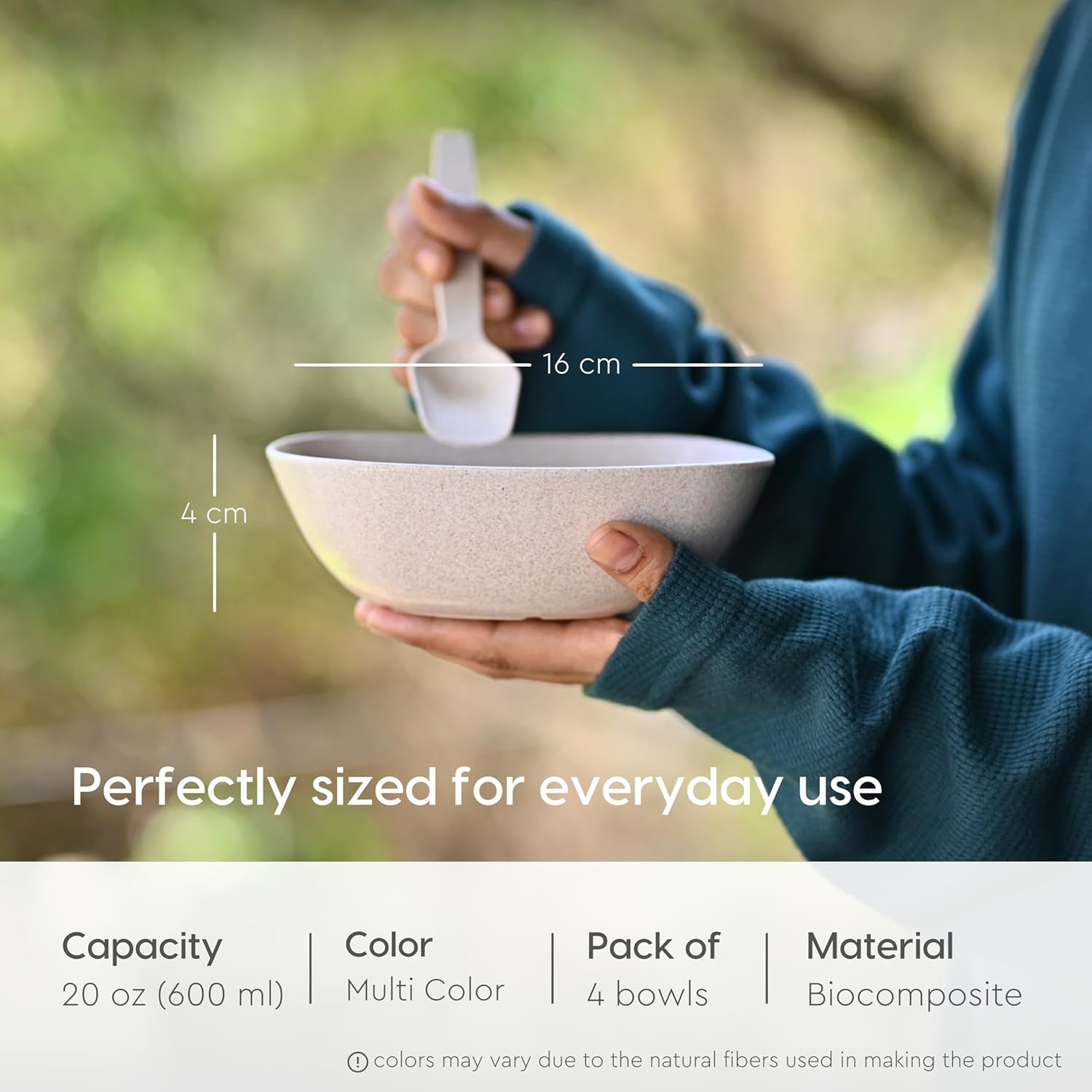 Eha Set of 4 Earth-Friendly Multipurpose Bowls for Kitchen with Spoons | 750 ml