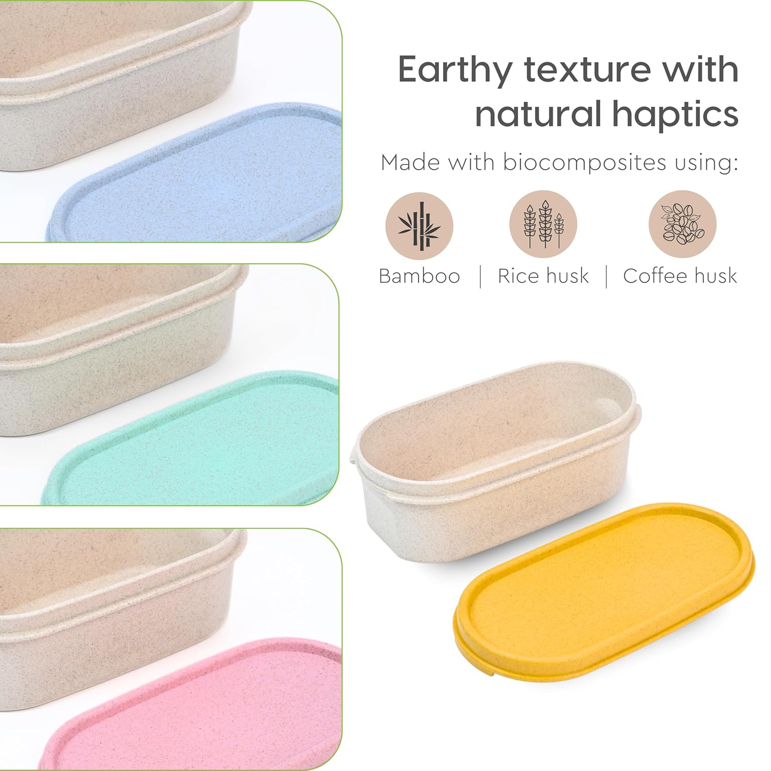 Eha Earth Friendly Storage Containers For Kitchen With Lid | Kitchen Containers Set of 4 | 600 ml