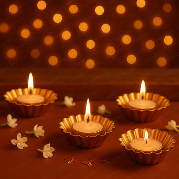 The Purple Tree Lumina Gold Tealight Candle Holders for Diwali Decoration