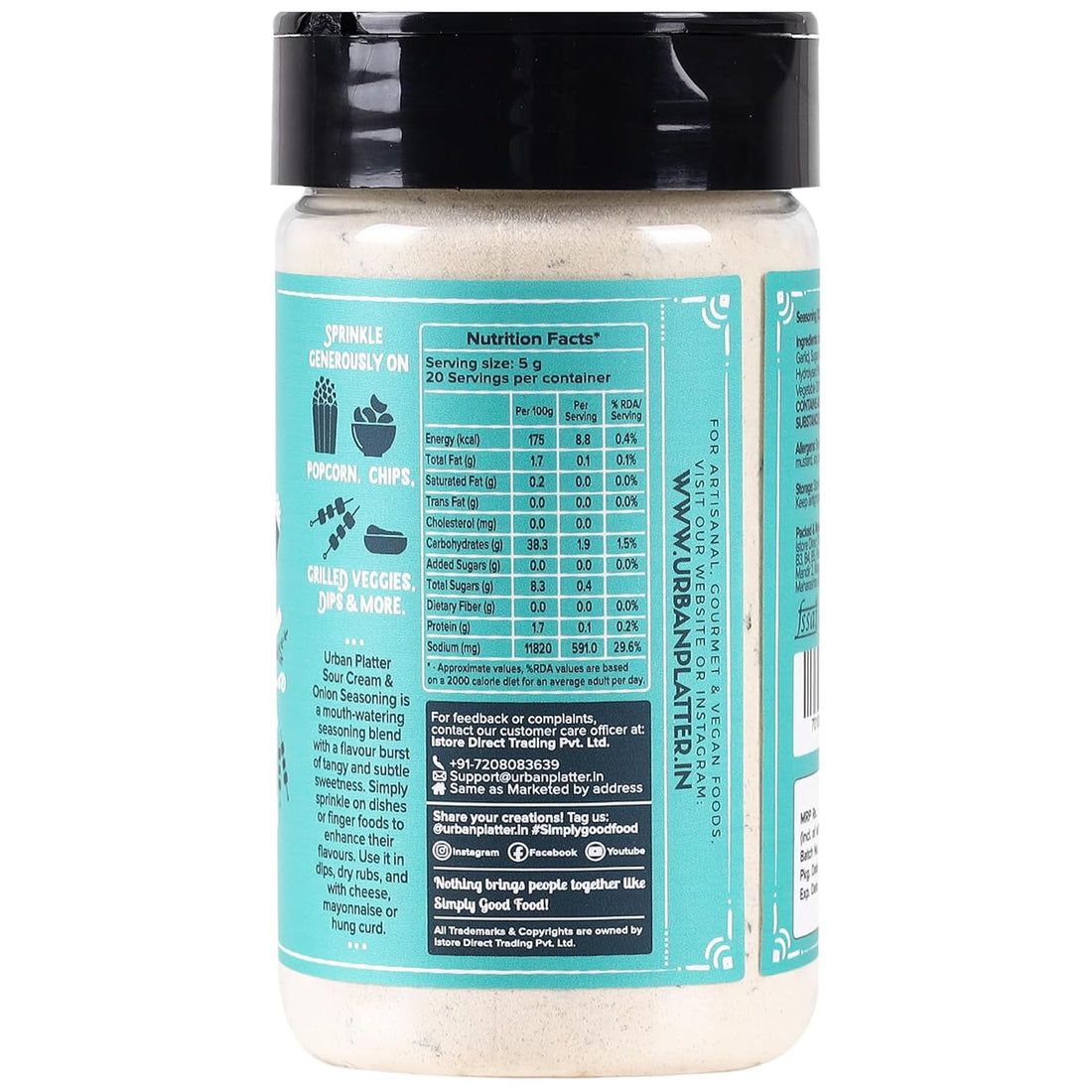 Jar of sour cream and onion seasoning with 'urban platter' branding on a white background