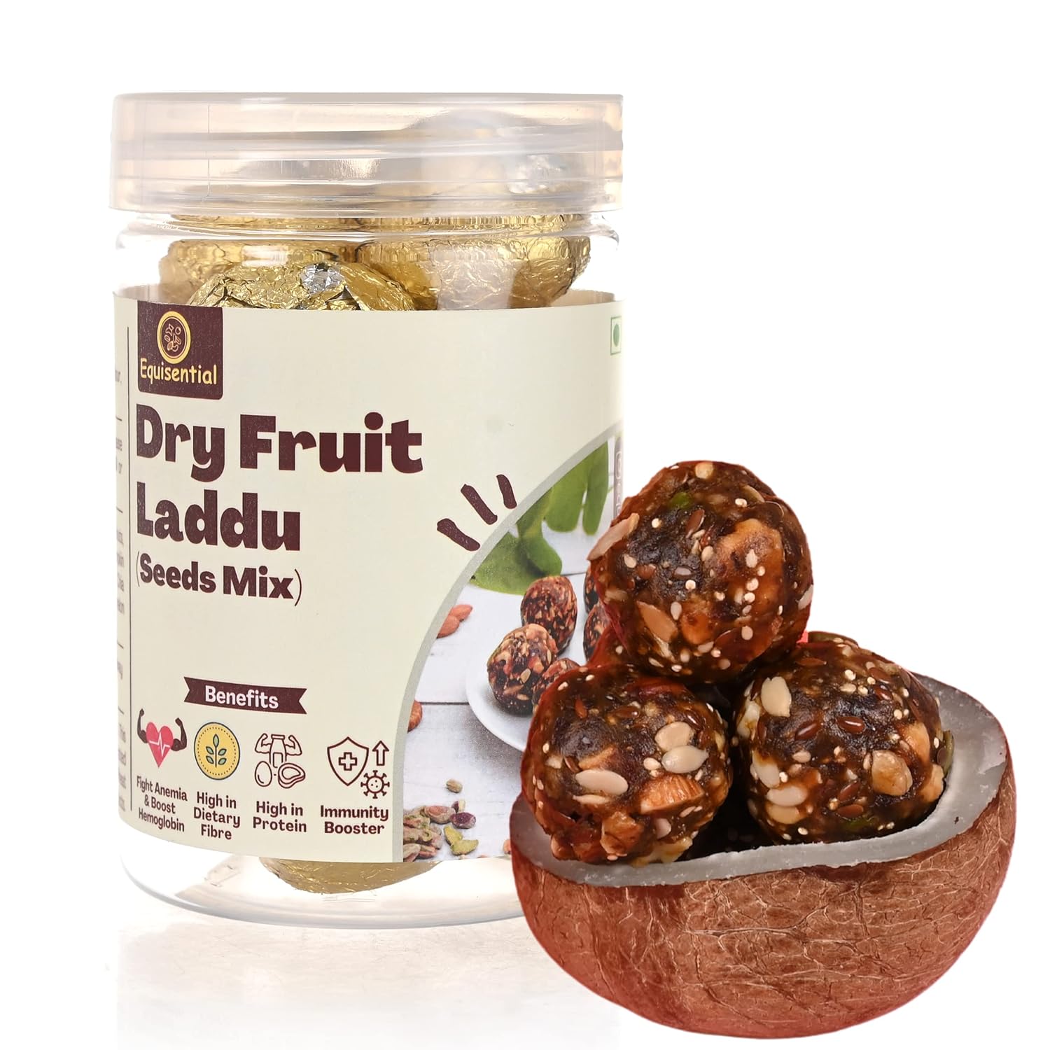 Equisential – Dry Fruits Seeds Mix Laddoo | Combination of 8+ Essential Seeds - 500GM