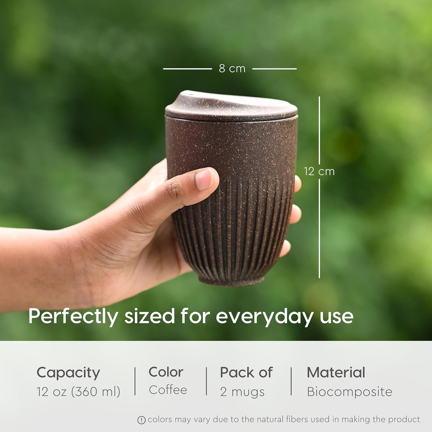 Eha Earth Friendly Retro Coffee Mug with Lid | Tea Cup Set of 2 | 350 ml