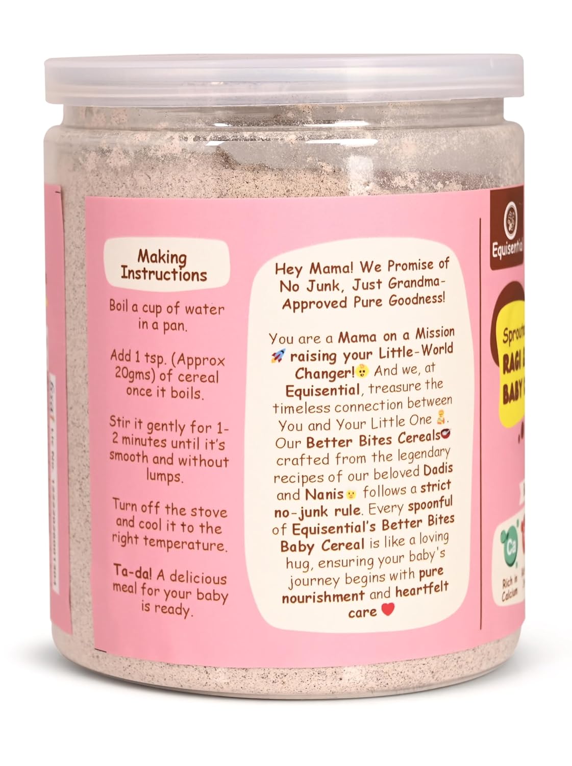 Equisential - Sprouted Ragi & Almonds Instant Porridge Infant Baby Cereal - 200g