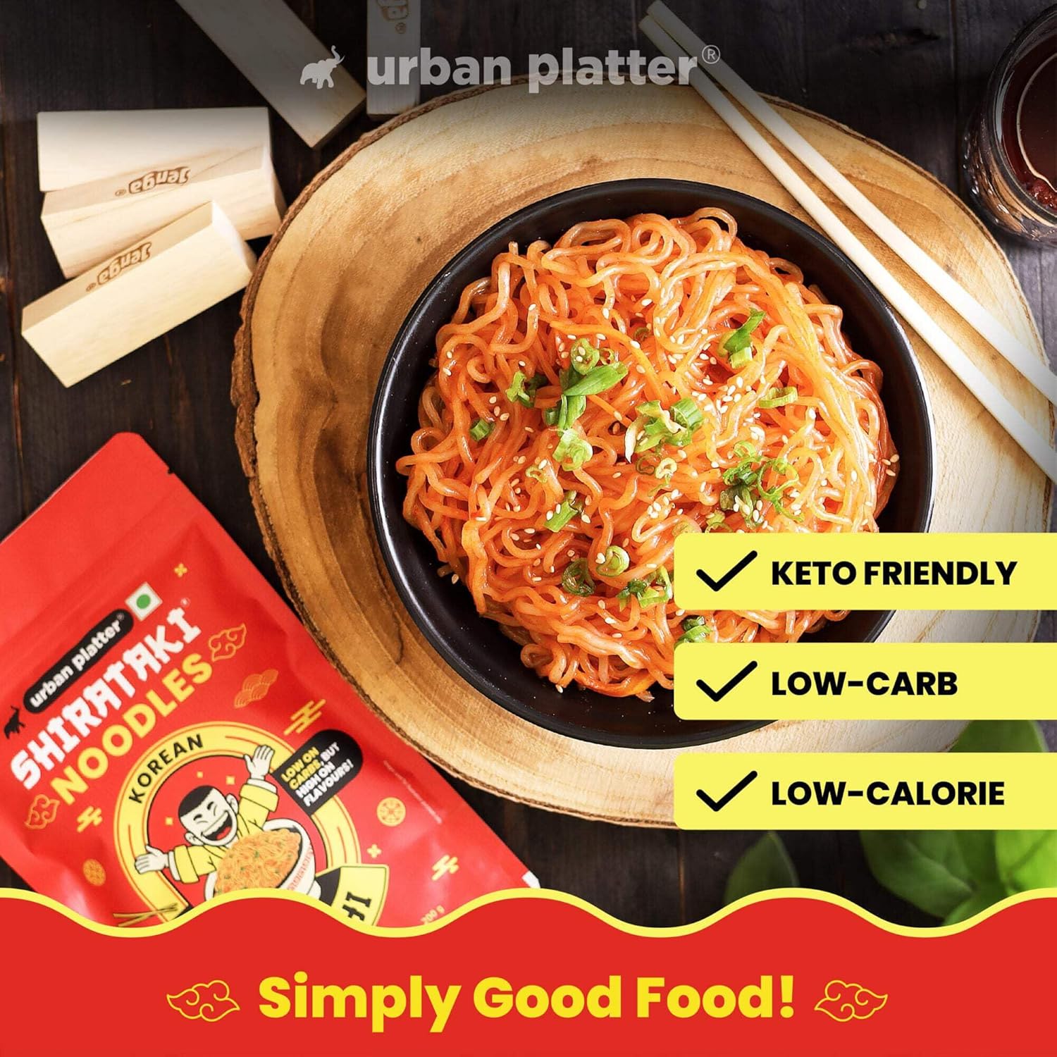 Urban Platter Korean Kimchi Shirataki Noodles, 288g (Konjac Noodle)